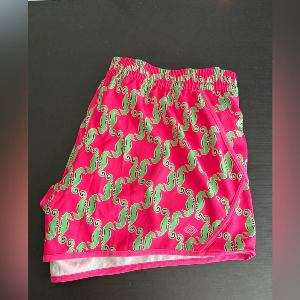 Zelos Bright Pink Shorts with Green Seahorses Women’s Size XL EUC - Picture 5 of 6